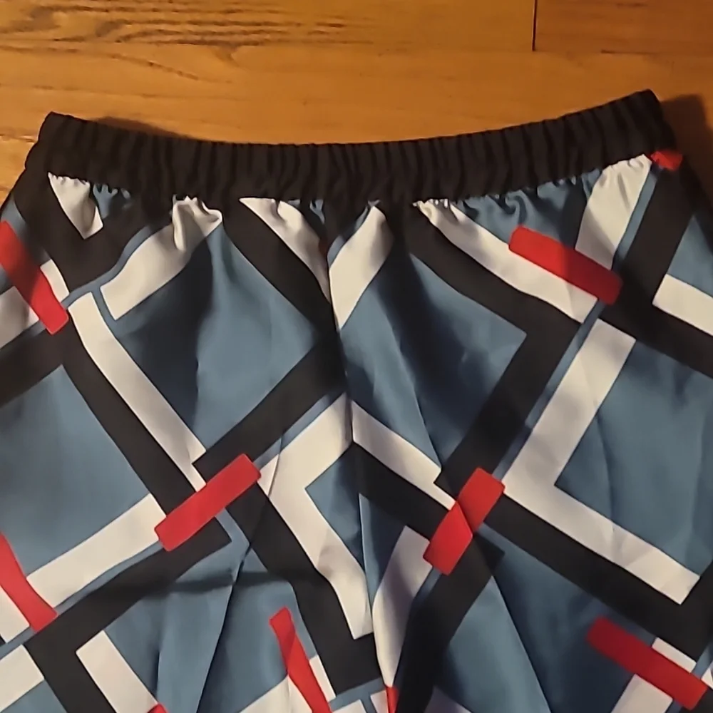 Zara Geometric Satin Wide Leg Pants, Med - Picture 5 of 9